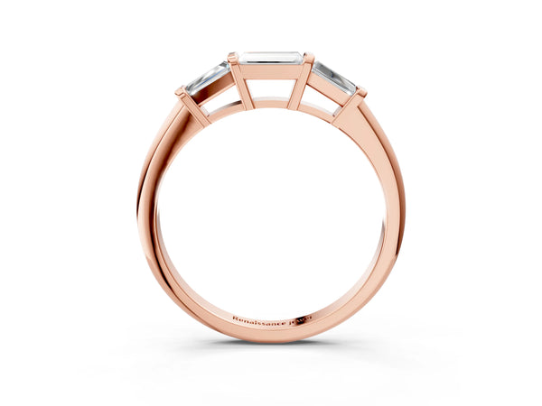 Rose gold Three-Stone Baguette Cut Channel Set Diamond Band