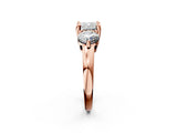 Rose gold Three-Stone Cushion Brilliant Cut Solitaire Ring with Prong Setting on a Classic Band 2