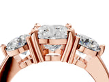 Rose gold Three-Stone Cushion Brilliant Cut Solitaire Ring with Prong Setting on a Classic Band 4