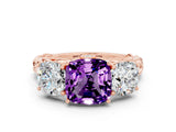 Rose gold Three-Stone Cushion Cut Amethyst Braided Band Ring with Four-Prong Setting_12