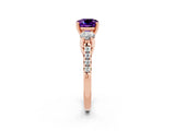 Rose gold Three-Stone Cushion Cut Amethyst Pavé Band with Four-Prong Setting_2