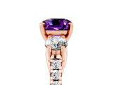 Rose gold Three-Stone Cushion Cut Amethyst Pavé Band with Four-Prong Setting_5