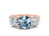 Rose gold Three-Stone Cushion Cut Aquamarine Braided Band Ring with Four-Prong Setting_12