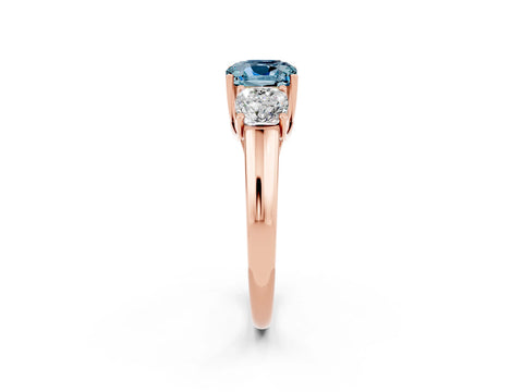Rose gold Three-Stone Cushion Cut Aquamarine Engagement Ring with Prong Setting_2