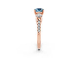 Rose gold Three-Stone Cushion Cut Aquamarine Pavé Band with Four-Prong Setting_2