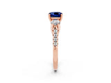 Rose gold Three-Stone Cushion Cut Blue Sapphire Pavé Band with Four-Prong Setting_2