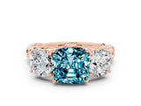 Rose gold Three-Stone Cushion Cut Blue Topaz Braided Band Ring with Four-Prong Setting_12
