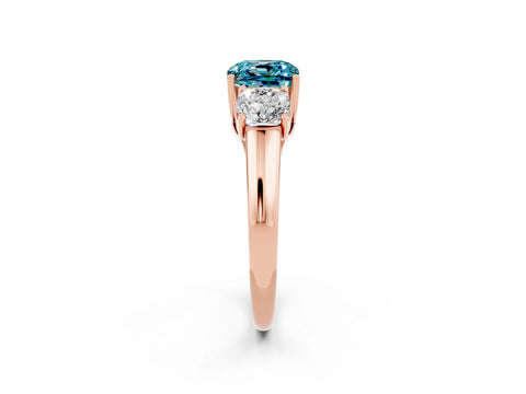 Rose gold Three-Stone Cushion Cut Blue Topaz Engagement Ring with Prong Setting_2