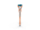 Rose gold Three-Stone Cushion Cut Blue Topaz Pavé Band with Four-Prong Setting_2