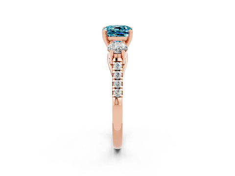 Rose gold Three-Stone Cushion Cut Blue Topaz Pavé Band with Four-Prong Setting_2