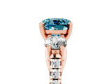 Rose gold Three-Stone Cushion Cut Blue Topaz Pavé Band with Four-Prong Setting_5