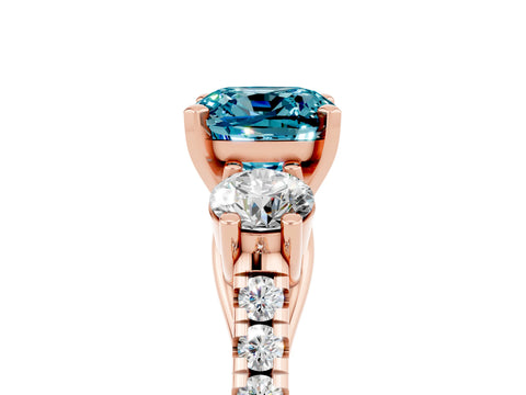 Rose gold Three-Stone Cushion Cut Blue Topaz Pavé Band with Four-Prong Setting_5