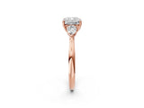 Rose gold Three-Stone Cushion Cut Brilliant Diamond Solitaire Ring with Tapered Band and Four-Prong Setting_5