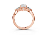 Rose gold Three-Stone Cushion Cut Brilliant Diamond Solitaire Ring with Tapered Band and Four-Prong Setting_6