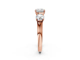 Rose gold Three-Stone Cushion Cut Brilliant Diamond Trellis Ring with Comfort Fit Band_5