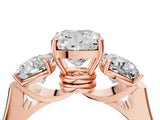 Rose gold Three-Stone Cushion Cut Brilliant Diamond Trellis Ring with Comfort Fit Band_7