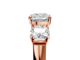 Rose gold Three-Stone Cushion Cut Brilliant Diamond Trellis Ring with Comfort Fit Band_8