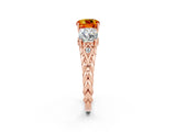 Rose gold Three-Stone Cushion Cut Citrine Braided Band Ring with Four-Prong Setting_14