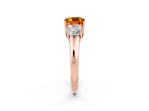 Rose gold Three-Stone Cushion Cut Citrine Engagement Ring with Prong Setting_2