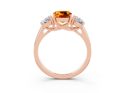 Rose gold Three-Stone Cushion Cut Citrine Engagement Ring with Prong Setting_3