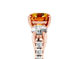 Rose gold Three-Stone Cushion Cut Citrine Pavé Band with Four-Prong Setting_5