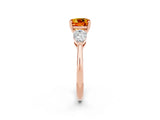 Rose gold Three-Stone Cushion Cut Citrine Ring with Pear Side Stones and Four-Prong Setting_2