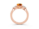 Rose gold Three-Stone Cushion Cut Citrine Ring with Pear  Side Stones in Four-Prong Setting_39