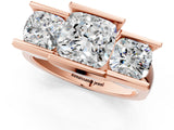 Rose gold Three Stone Cushion Cut Cut Channel Set Diamond Ring_4