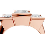 Rose gold Three Stone Cushion Cut Cut Channel Set Diamond Ring_7