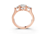 Rose gold Three-Stone Cushion Cut Cut Classic Band Prong Setting Ring_10