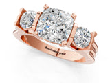 Rose gold Three-Stone Cushion Cut Cut Classic Band Prong Setting Ring_8