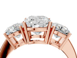 Rose gold Three-Stone Cushion Cut Cut Diamond Engagement Ring with Flat Band and Four-Prong Setting_19