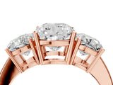 Rose gold Three-Stone Cushion Cut Cut Diamond Engagement Ring with Flat Band and Four-Prong Setting_7