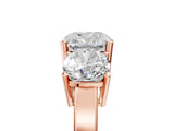 Rose gold Three-Stone Cushion Cut Cut Diamond Engagement Ring with Flat Band and Four-Prong Setting_8