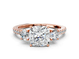 Rose gold Three-Stone Cushion Cut Cut Diamond Pavé Band with Prong Setting_15