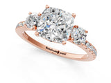 Rose gold Three-Stone Cushion Cut Cut Diamond Pavé Band with Prong Setting_16