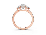Rose gold Three-Stone Cushion Cut Cut Diamond Pavé Band with Prong Setting_18