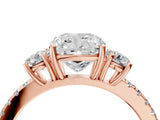 Rose gold Three-Stone Cushion Cut Cut Diamond Pavé Band with Prong Setting_19