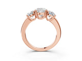 Rose gold Three-Stone Cushion Cut Cut Diamond Ring with Channel Set Band and Four-Prong Setting_10
