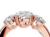 Rose gold Three-Stone Cushion Cut Cut Diamond Ring with Channel Set Band and Four-Prong Setting_11