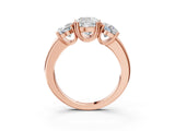 Rose gold Three-Stone Cushion Cut Cut Diamond Ring with Channel Set Band and Four-Prong Setting_34
