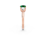 Rose gold Three-Stone Cushion Cut Cut Diamond Ring with Trillion Side Stones and Four-Prong Setting_2