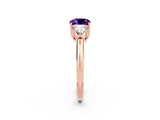 Rose gold Three-Stone Cushion Cut Cut Diamond Ring with Trillion Side Stones and Four-Prong Setting_2