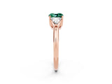 Rose gold Three-Stone Cushion Cut Cut Diamond Ring with Trillion Side Stones and Four-Prong Setting_2