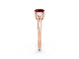Rose gold Three-Stone Cushion Cut Cut Diamond Ring with Trillion Side Stones and Four-Prong Setting_2