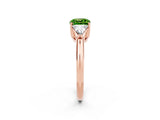 Rose gold Three-Stone Cushion Cut Cut Diamond Ring with Trillion Side Stones and Four-Prong Setting_2