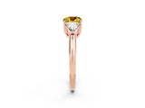 Rose gold Three-Stone Cushion Cut Cut Diamond Ring with Trillion Side Stones and Four-Prong Setting_2