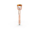 Rose gold Three-Stone Cushion Cut Cut Diamond Ring with Trillion Side Stones and Four-Prong Setting_2