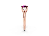 Rose gold Three-Stone Cushion Cut Cut Diamond Ring with Trillion Side Stones and Four-Prong Setting_2