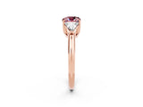 Rose gold Three-Stone Cushion Cut Cut Diamond Ring with Trillion Side Stones and Four-Prong Setting_2